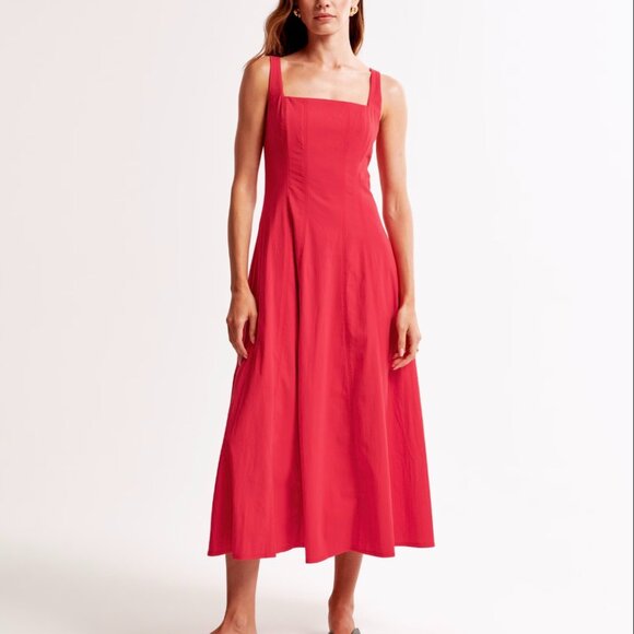 Abercrombie & Fitch Dresses & Skirts - Abercrombie Fit & Flare Stretch Midi Dress Size L TALL
